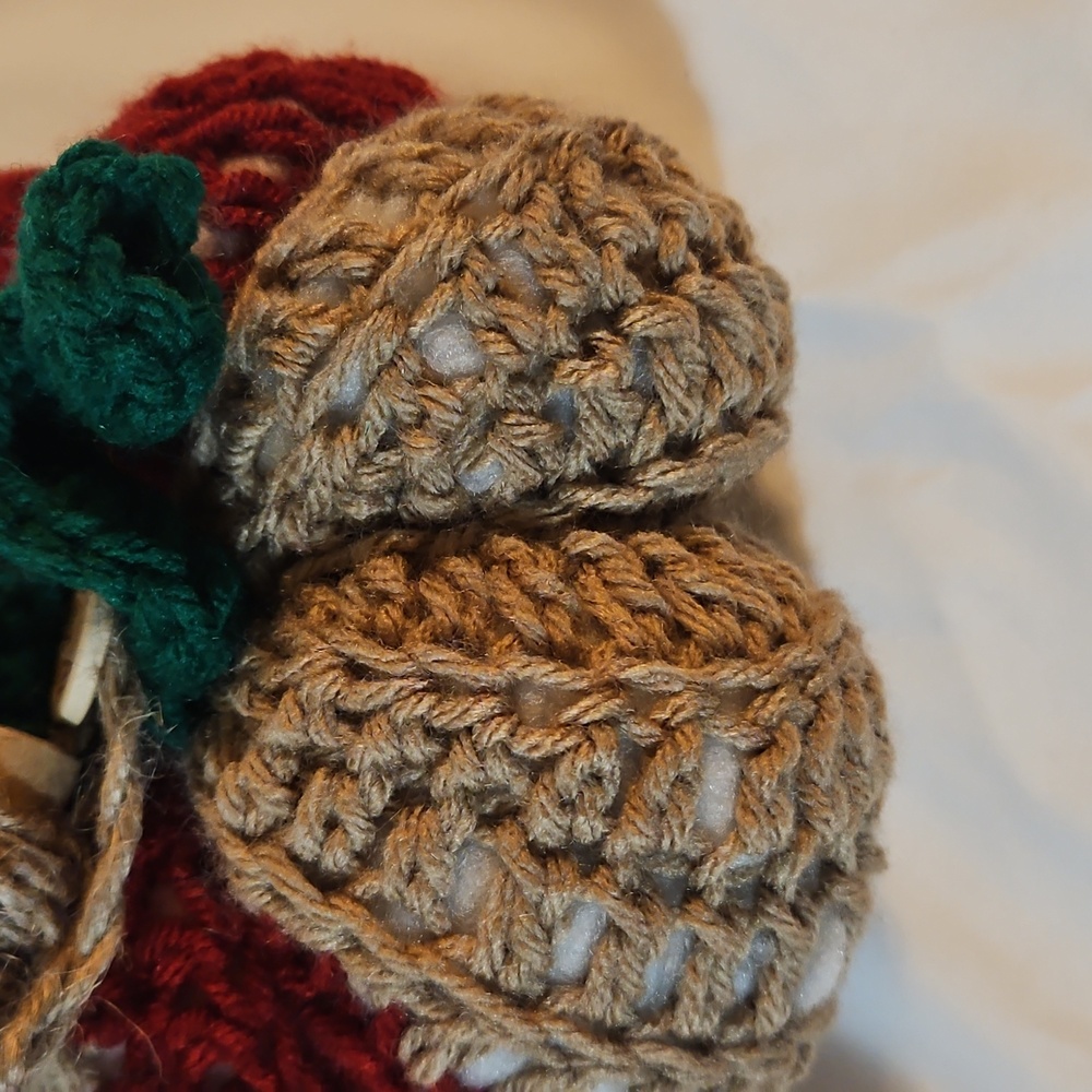 Handmade Crochet Pumpkin Crochet Rustic Fall Decor with Jute Stem and Green leaf - Picture 3 of 17